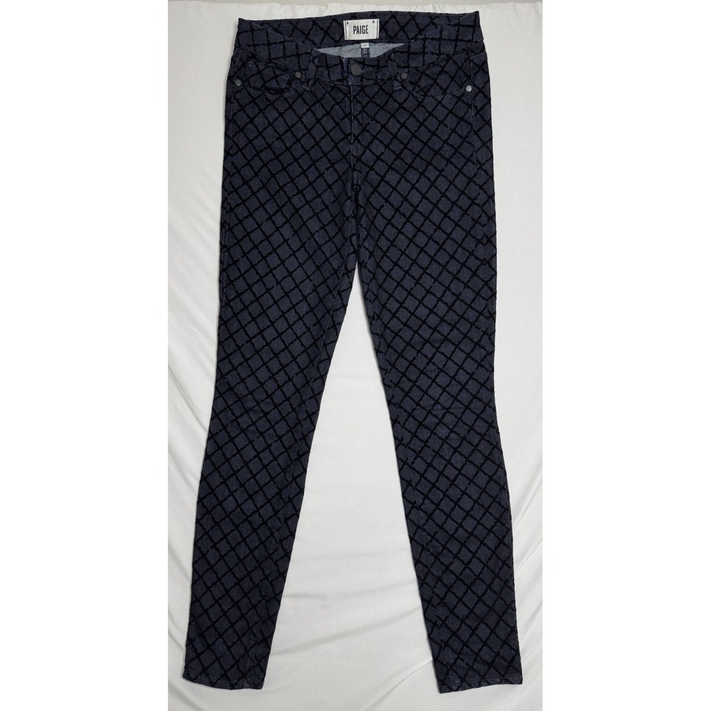 Paige Verdugo Ultra Skinny Blue Jeans Black Velvet Diamond Shape Womens Size 27
